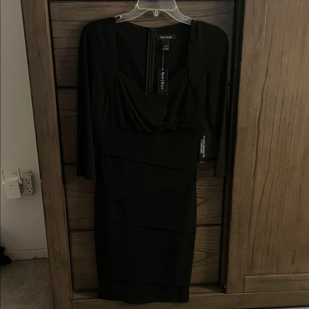 NWT - White House Black Market Elegant Black Long Sleeve Dress